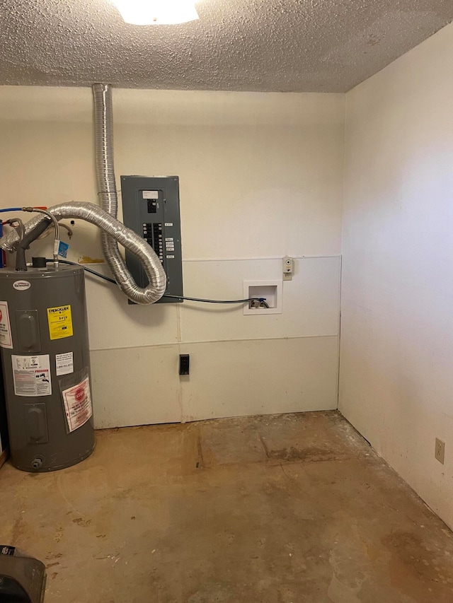 utility room with electric panel and water heater