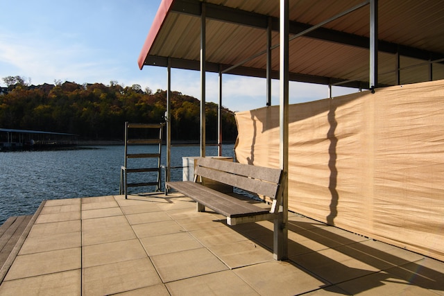 dock area featuring a water view