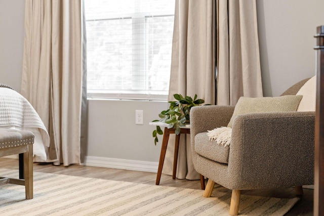 living area featuring light hardwood / wood-style floors