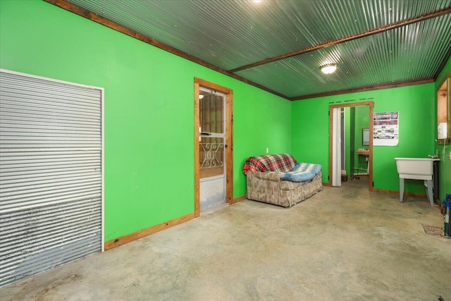 living room with concrete floors