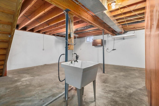 basement with sink