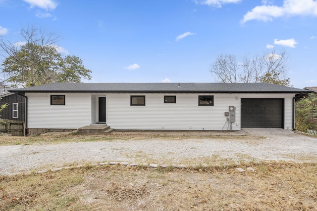 exterior space with a garage