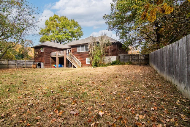 view of yard featuring a deck