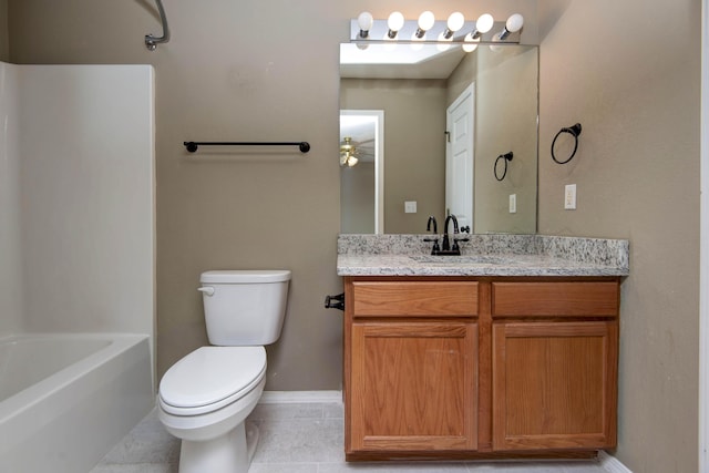 81 Clear Cove Dr, Reeds Spring, MO 65737 - bathroom with toilet, vanity, tile patterned flooring, baseboards, and shower / bathtub combination