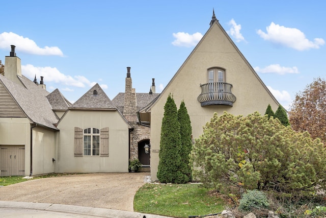 view of french country inspired facade