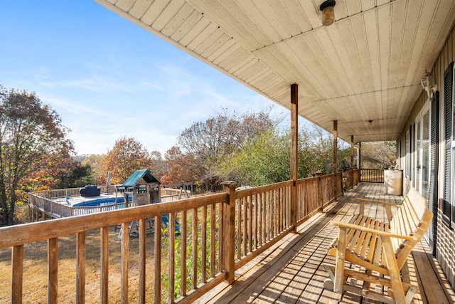 deck with a playground