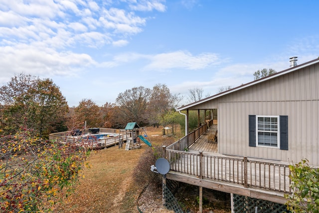 view of yard featuring a deck