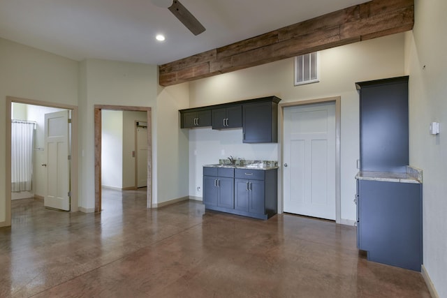 3133 Talking Rocks Rd, Reeds Spring, MO 65737 - kitchen with finished concrete floors, a sink, a ceiling fan, baseboards, and recessed lighting