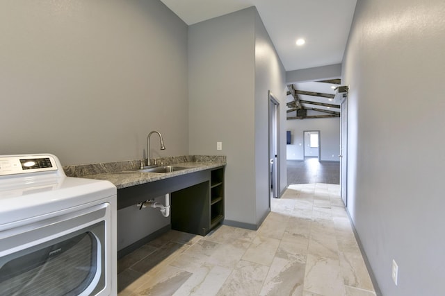3133 Talking Rocks Rd, Reeds Spring, MO 65737 - washroom with washer / dryer, baseboards, and recessed lighting