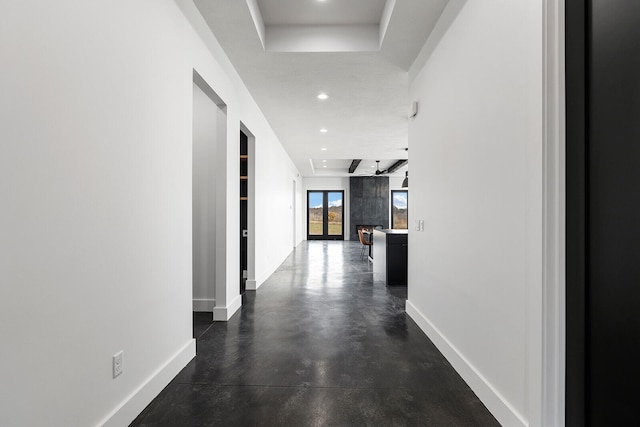 corridor featuring french doors