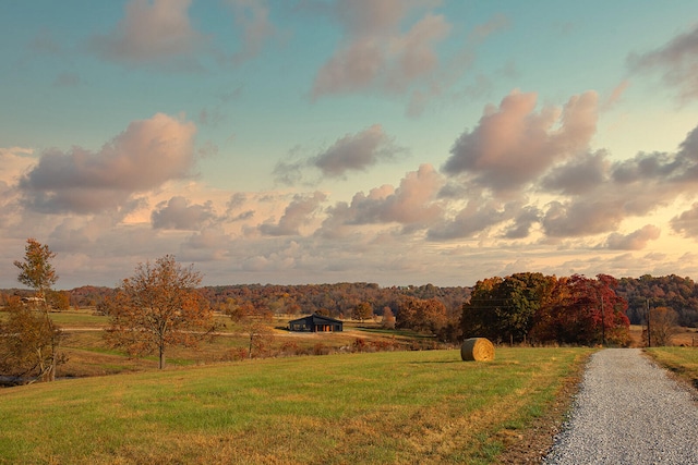 view of street with a rural view