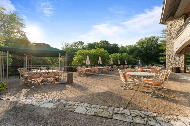 view of patio featuring a gazebo