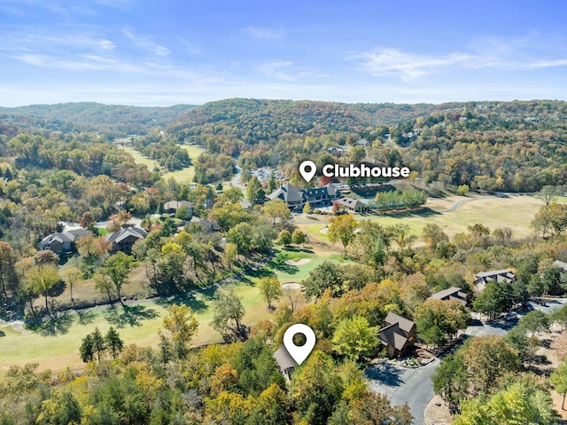 24 Baldknobber Dr Unit 18, Branson West, MO 65737 - aerial view of property and surrounding area with a forest and a golf course