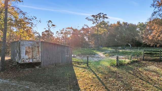 exterior space featuring a rural view