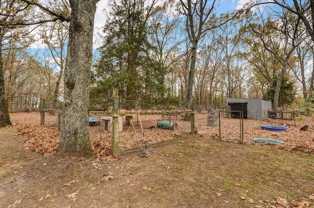 view of yard with an outbuilding