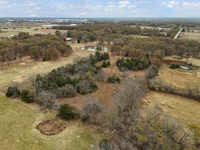 birds eye view of property featuring a rural view