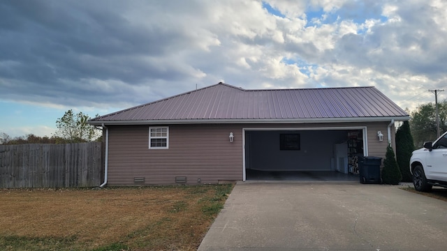 view of property exterior featuring a garage