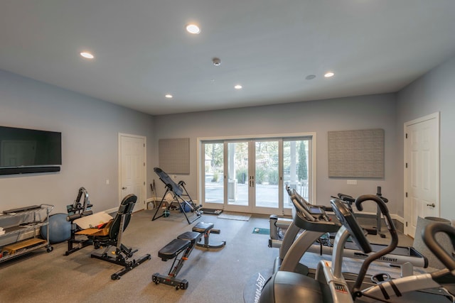 workout room with french doors