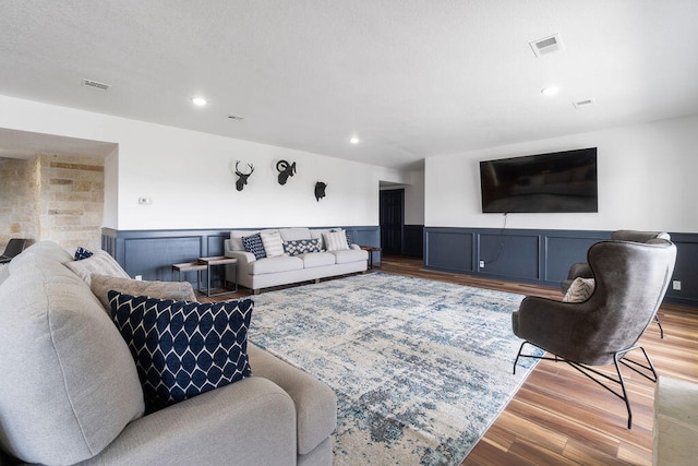 living room with light wood-type flooring