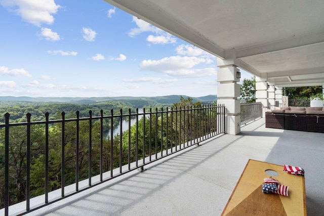 balcony with a mountain view