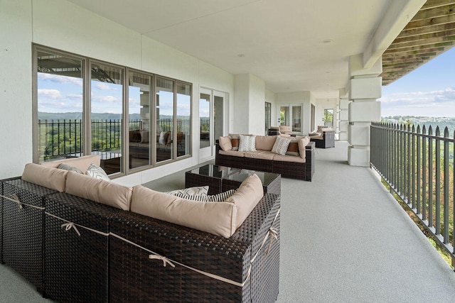 exterior space featuring an outdoor living space