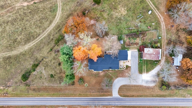 bird's eye view featuring a rural view