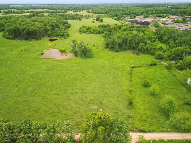 birds eye view of property with a rural view