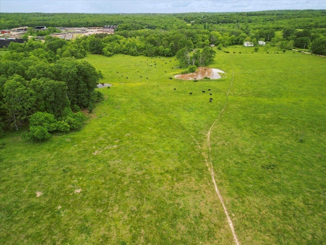 birds eye view of property featuring a rural view