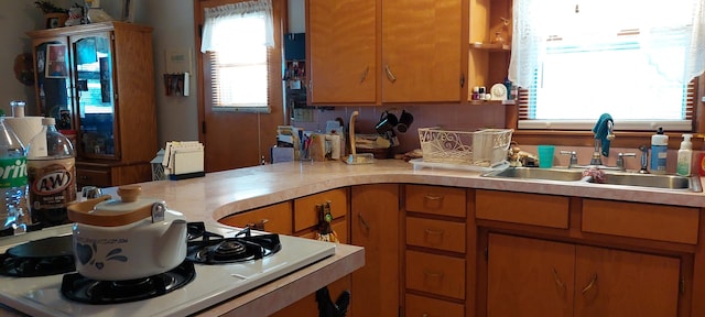 kitchen featuring tasteful backsplash and sink