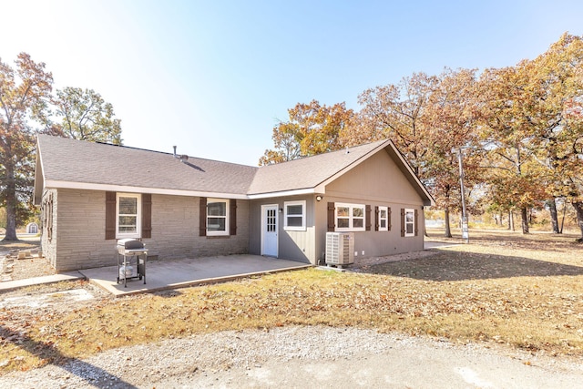 single story home with central AC and a patio area