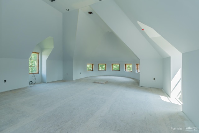 additional living space featuring lofted ceiling