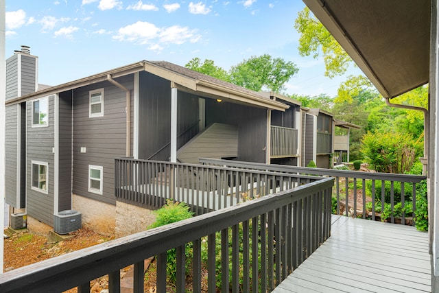 wooden terrace featuring central AC