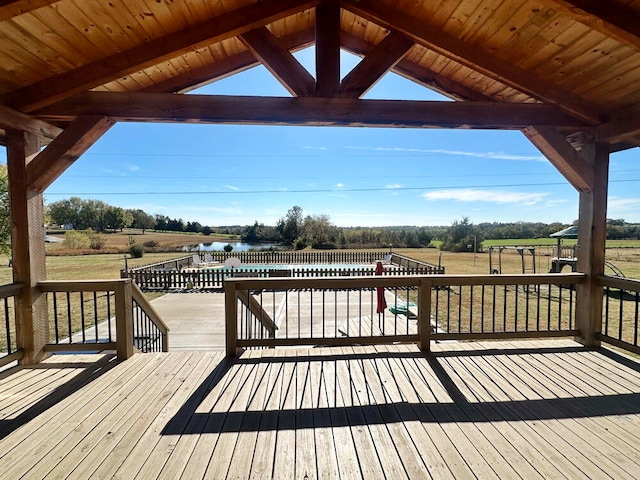 deck featuring a rural view