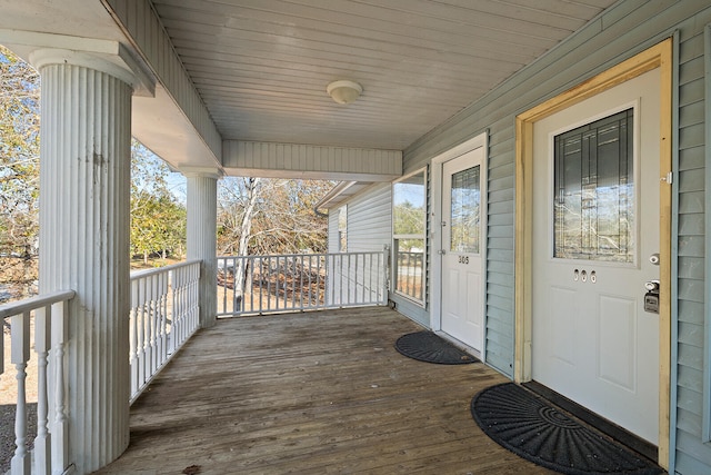 deck featuring a porch