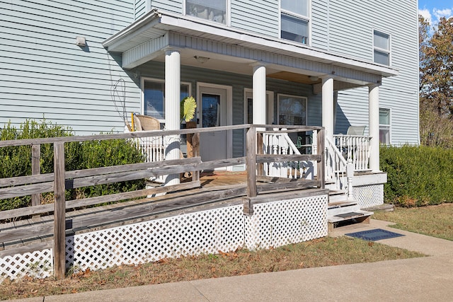 doorway to property with a porch