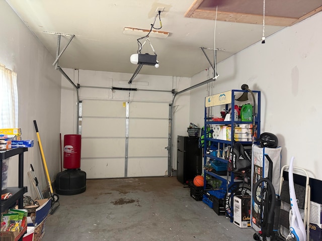 garage with a garage door opener