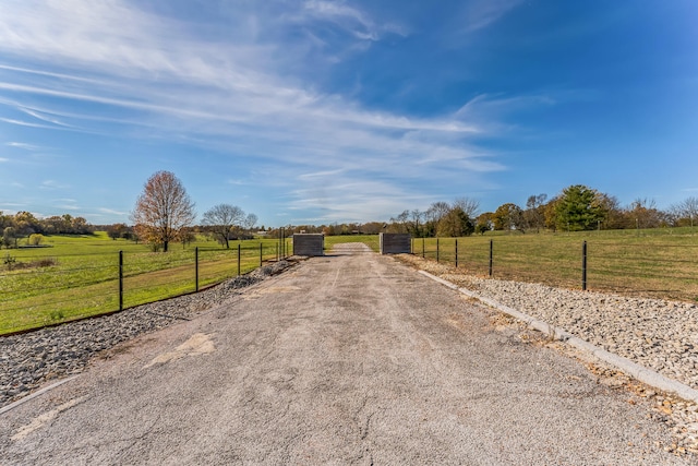 view of road with a rural view