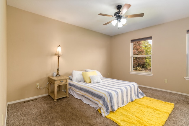 bedroom with carpet and ceiling fan