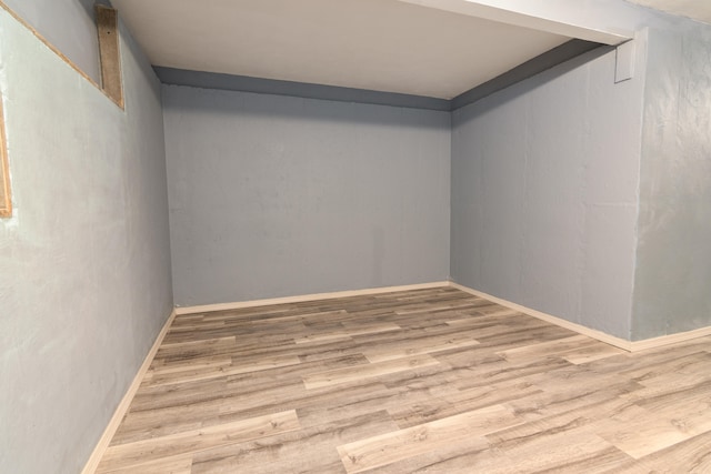 basement featuring wood-type flooring