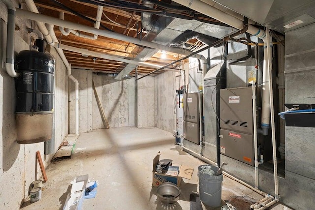 basement with gas water heater