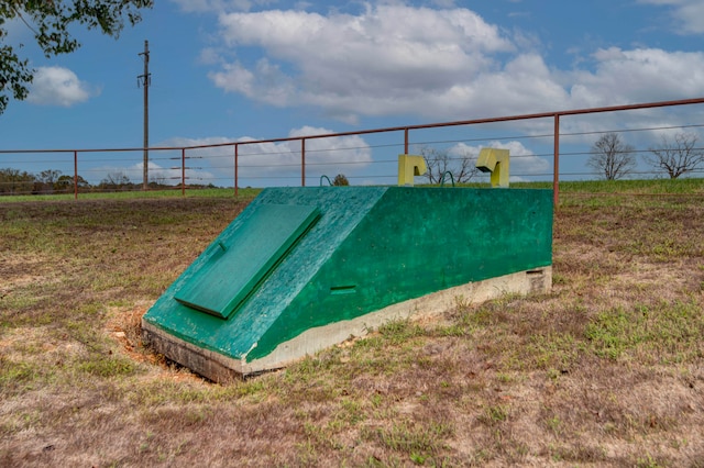 view of entry to storm shelter