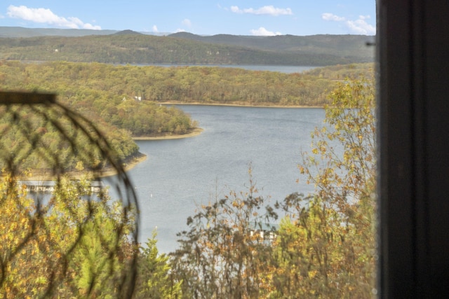 view of water feature with a mountain view