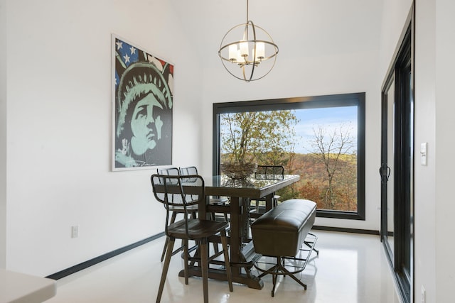 dining room featuring a chandelier