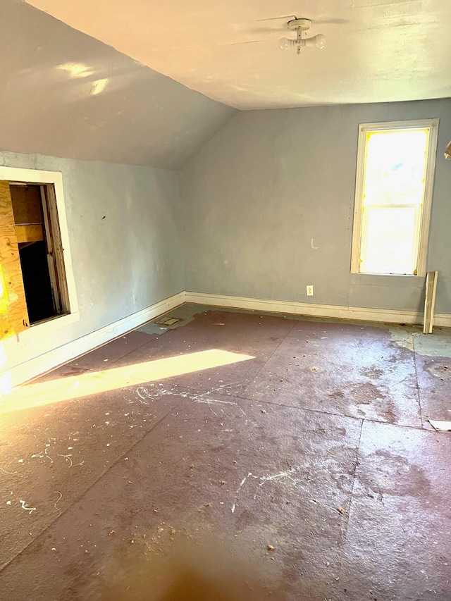 bonus room with lofted ceiling