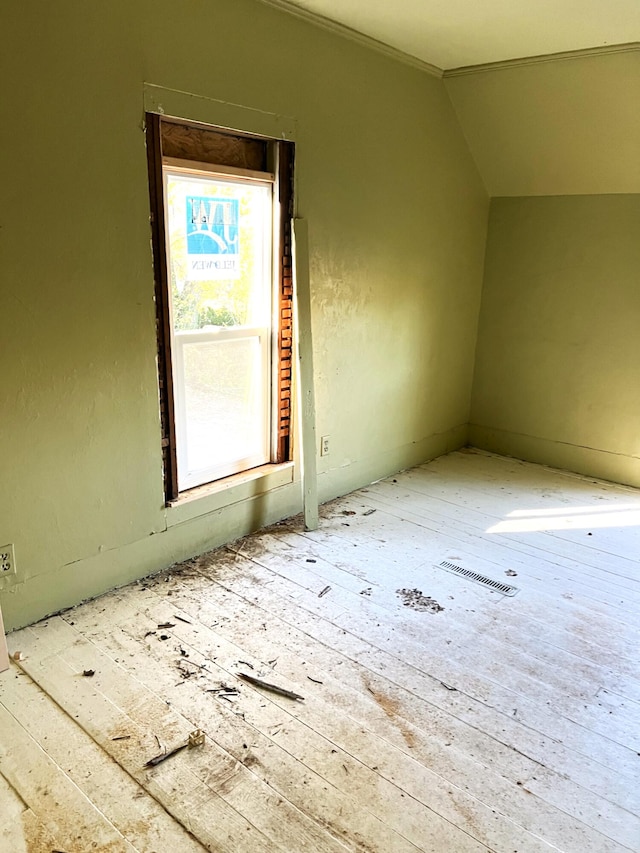 additional living space featuring lofted ceiling and wood-type flooring