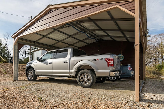 view of parking with a carport