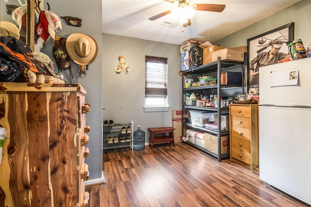 storage room featuring ceiling fan