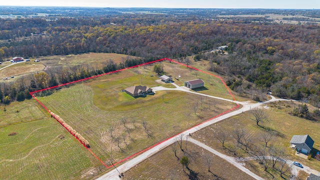 1558 E 432nd Rd, Bolivar, MO 65613 - view of rural area with property boundaries highlighted and a forest