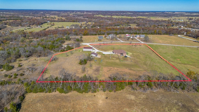 drone / aerial view with a rural view