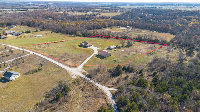 bird's eye view with a rural view